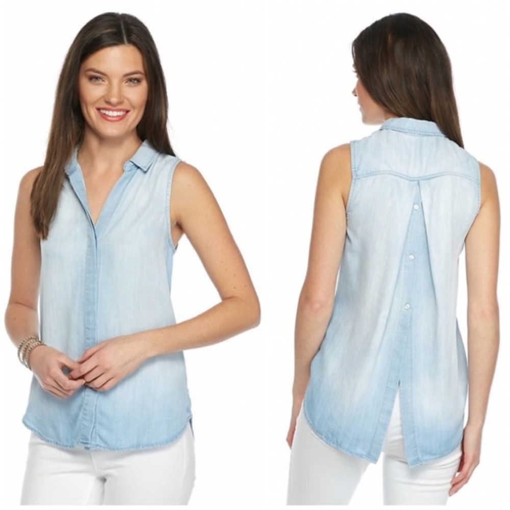 Anthropologie Cloth + Stone Chambray Top - Picture 3 of 8